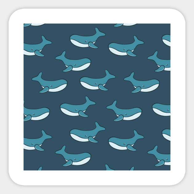 Cute whale in blue ocean Sticker by bigmomentsdesign